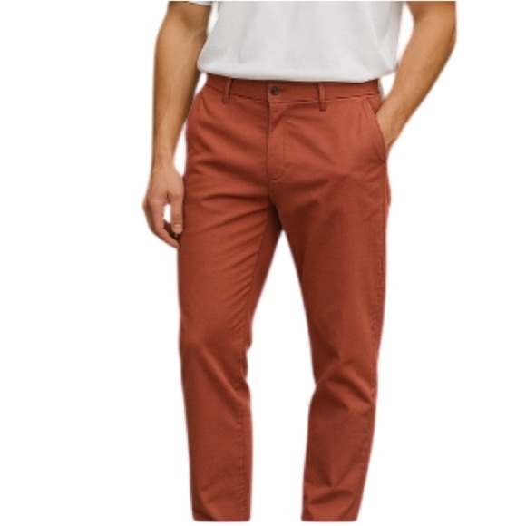 Daniel Hechter Mens Chino Pants Salmon Pink Straight Leg Pockets *As Is* Size 34 - Picture 1 of 10